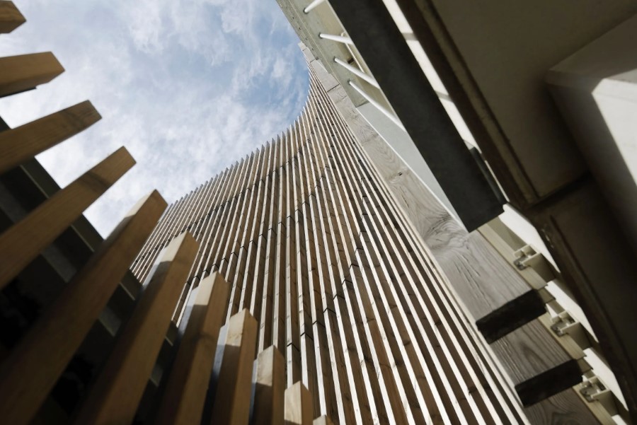 Modern building facade with slats